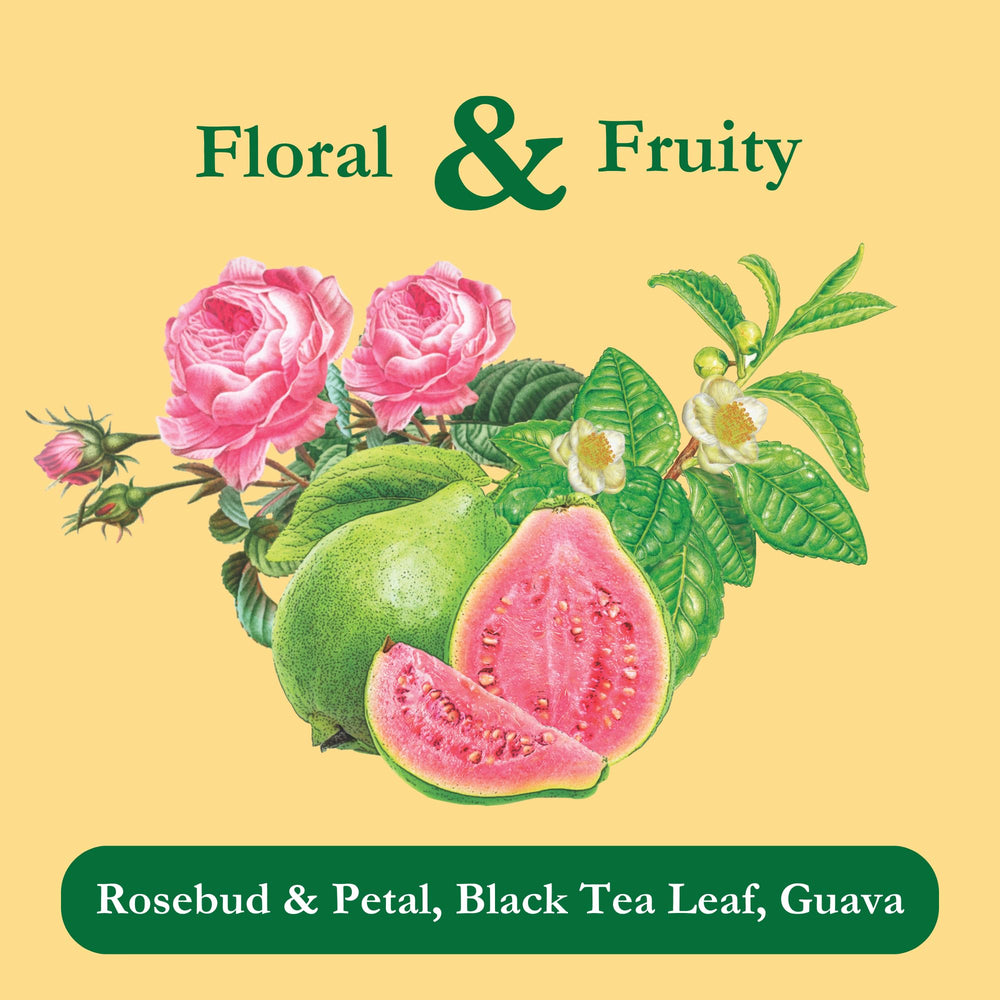 Tadin Guava Rose Tea packaging box highlights convenient individually wrapped bags.