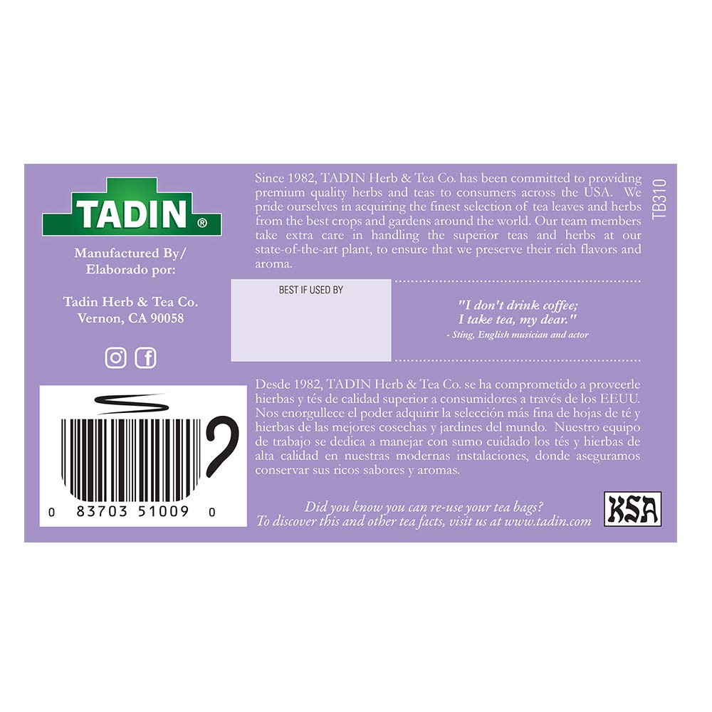 Tadin Passion Flower Herbal Tea is a single-ingredient, caffeine-free option.