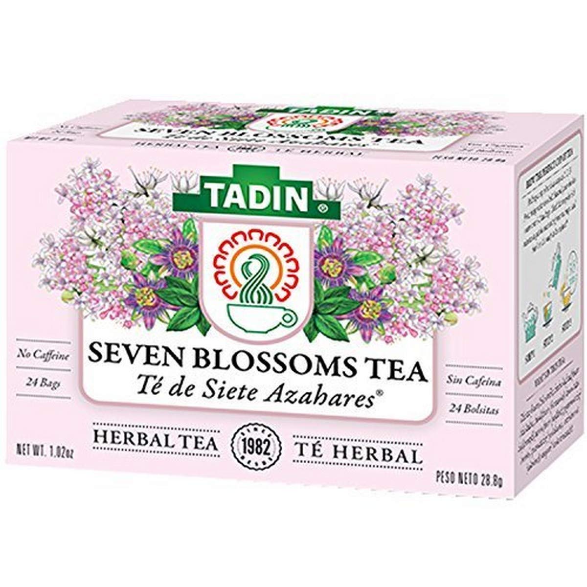 Tadin Seven Blossoms Tea 24-count packaging for a calming evening cup