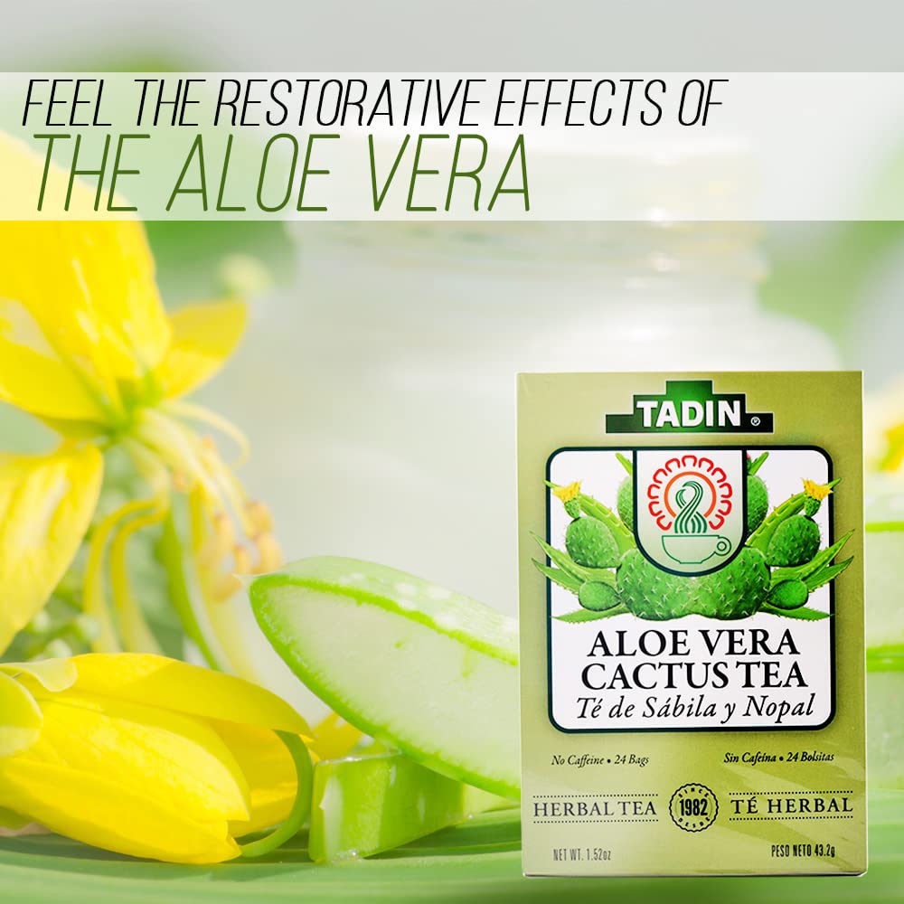 Tadin Tea Aloe Vera With Cactus mug on table evokes a calming, caffeine-free moment