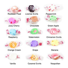 Taffy Town assorted salt water taffy pieces closeup with colorful pieces
