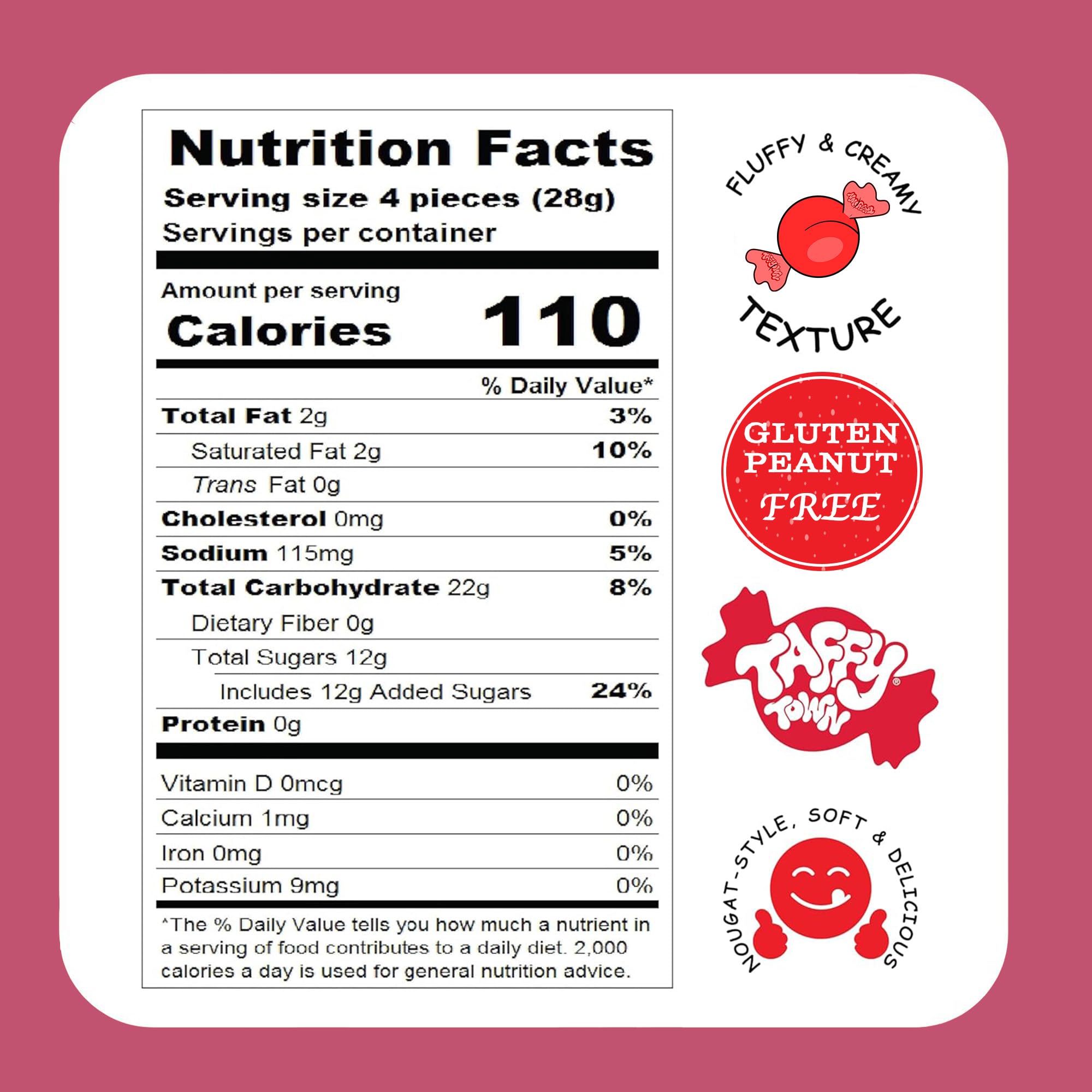 Kosher certified seal on Taffy Town cinnamon taffy