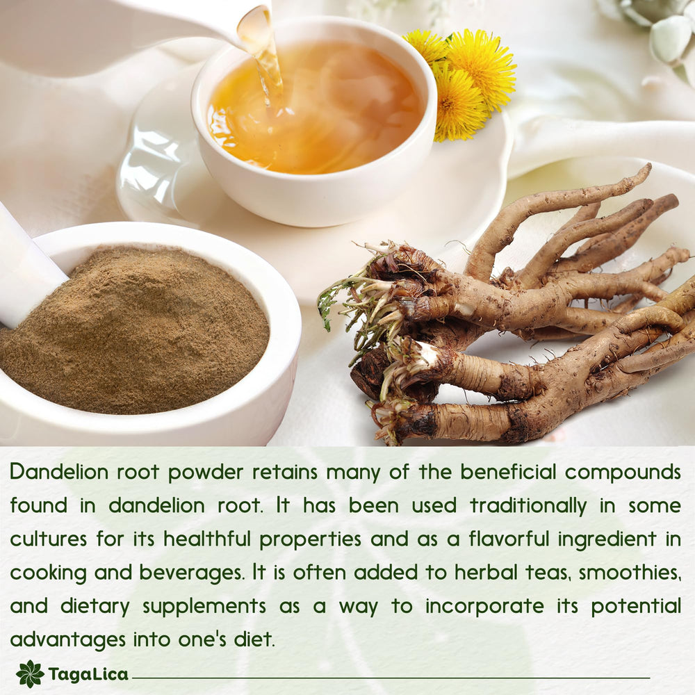 Tagalica dandelion root powder baking smoothie ingredient.