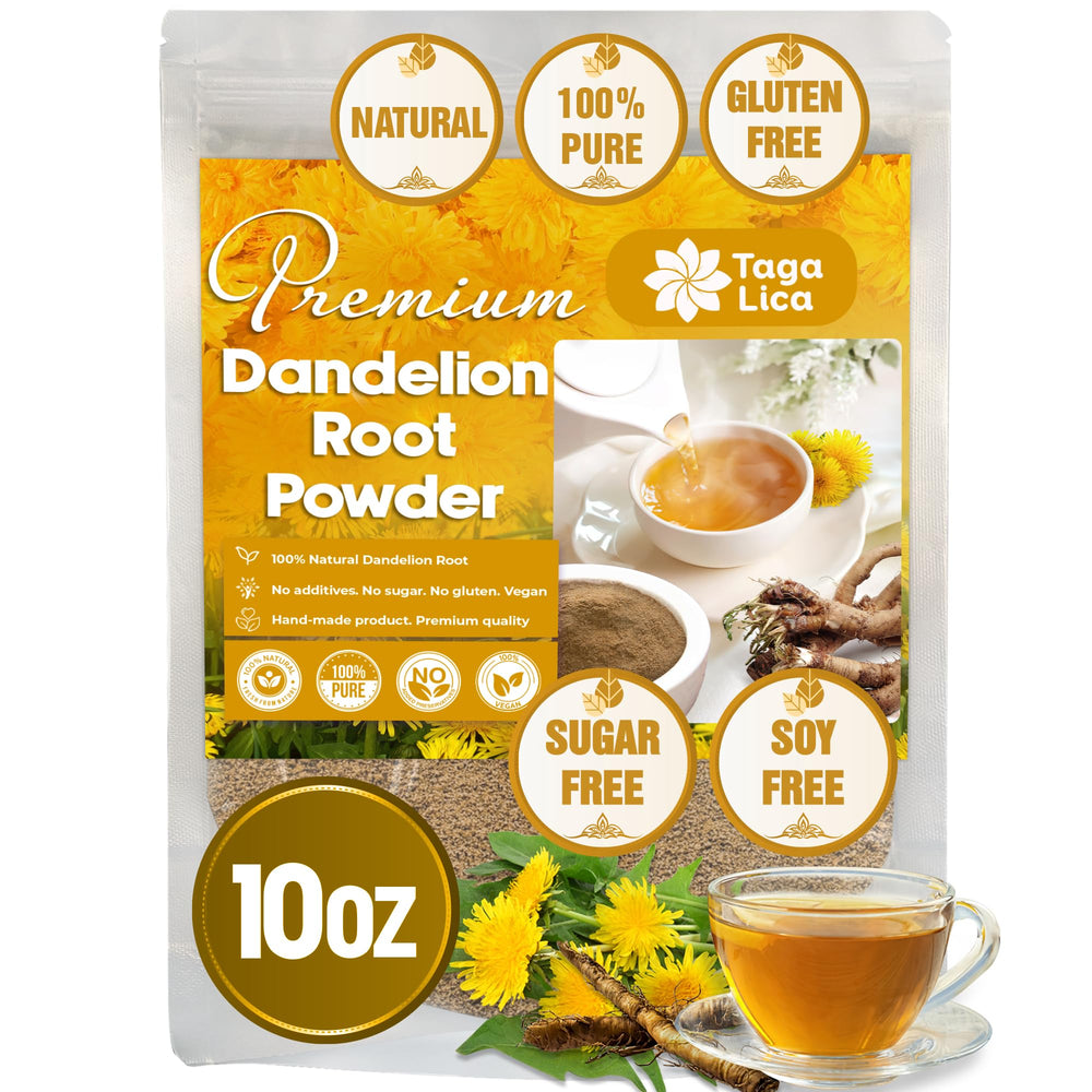 Tagalica dandelion root powder packaging showcasing freshness and quality.