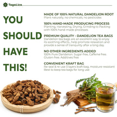 Brewing Tagalica Dandelion Root Tea in cup releases earthy aroma.