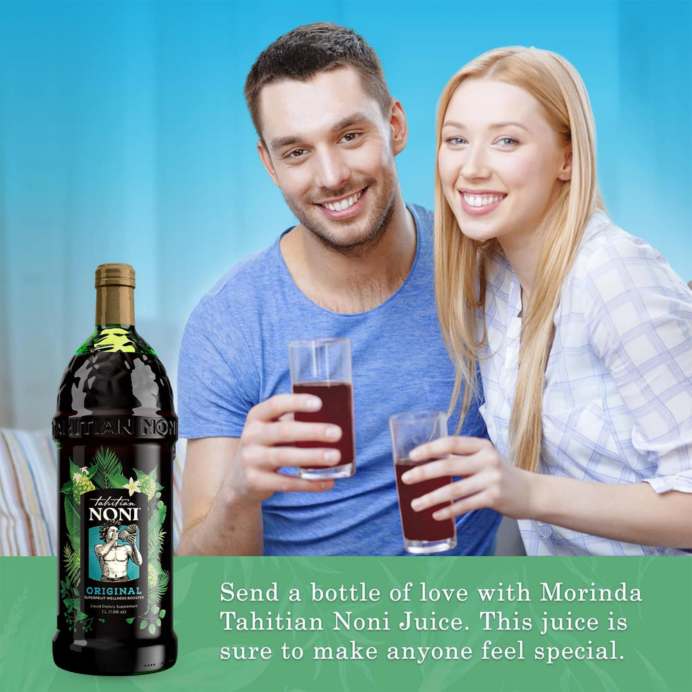 Pouring Tahitian Noni Juice into a glass for a refreshing drink