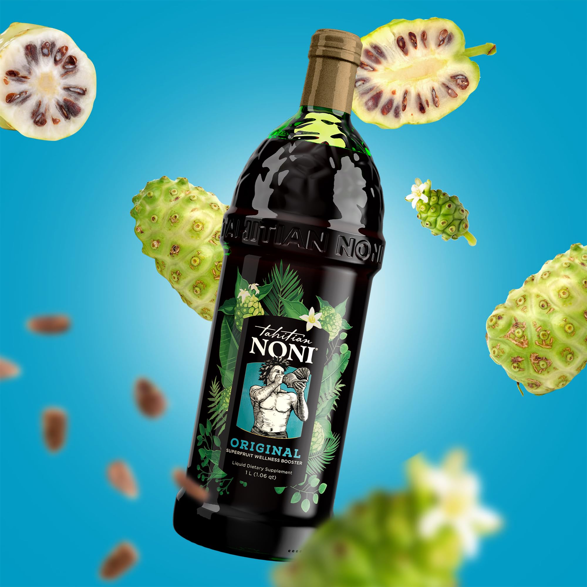 Tahitian Noni juice with sparkling water as a mixer idea for lighter sip