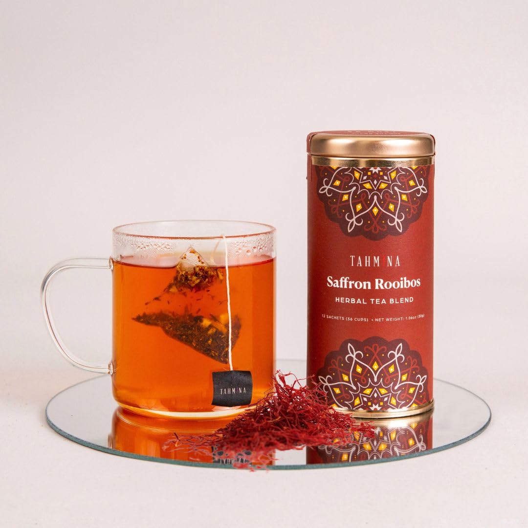 Tahmina ethical sourcing map emphasizes South Africa rooibos and Afghanistan saffron.
