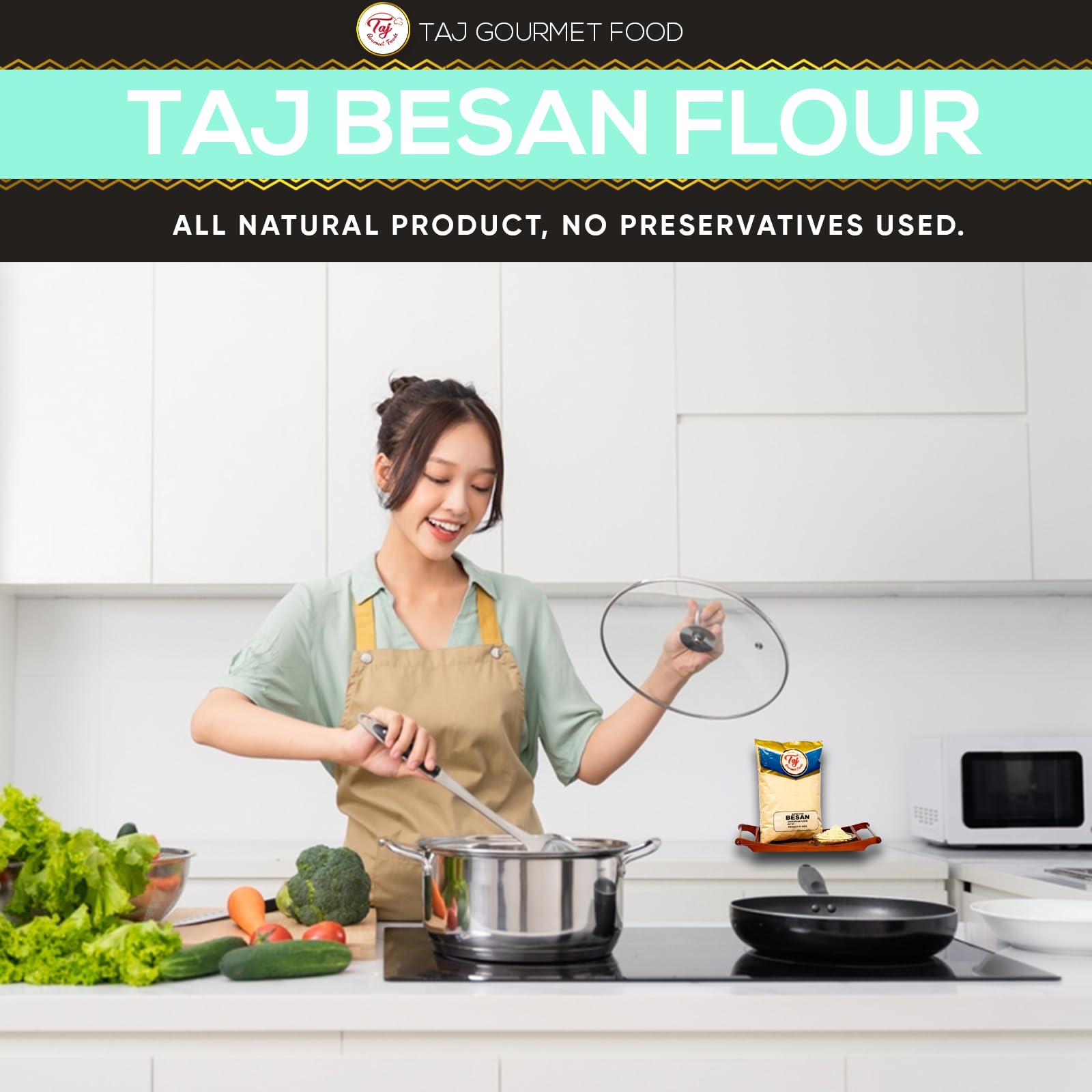 Silky batter made with TAJ Besan flour for crispy snacks.