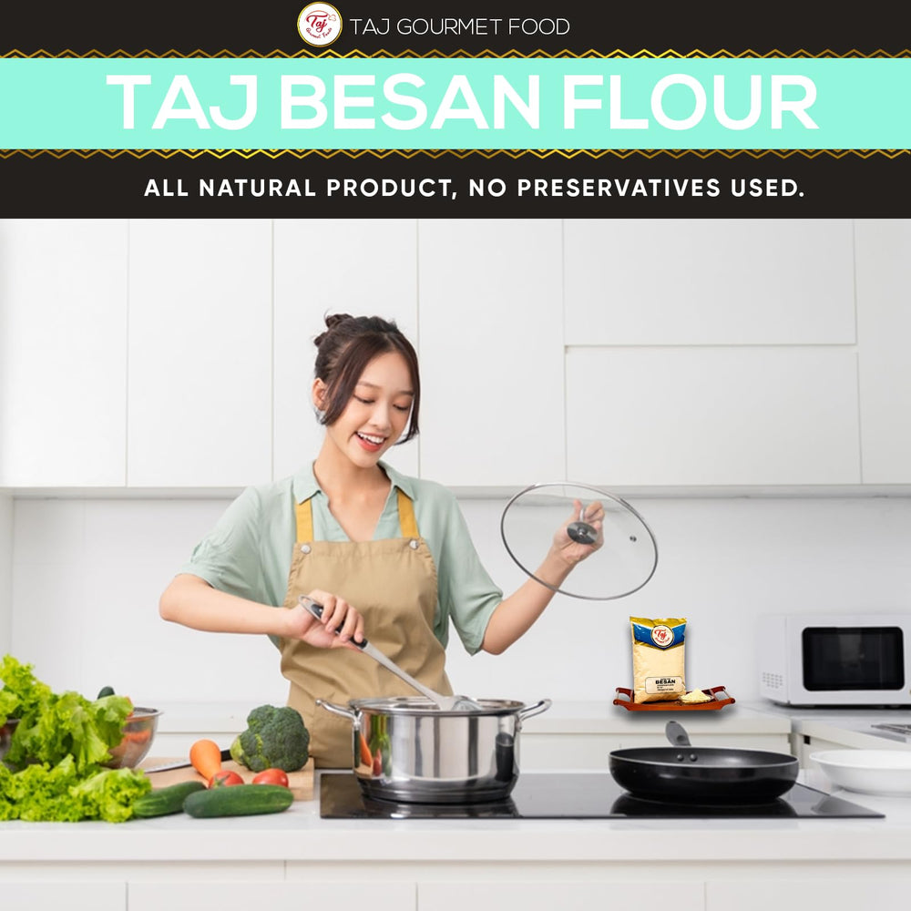 Silky batter made with TAJ Besan flour for crispy snacks.
