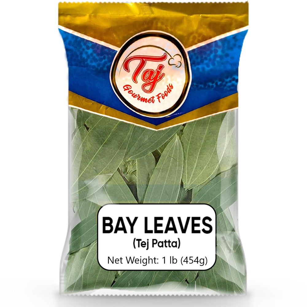 TAJ Gourmet Bay Leaves aroma closeup enhances dishes with warm, distinct fragrance.