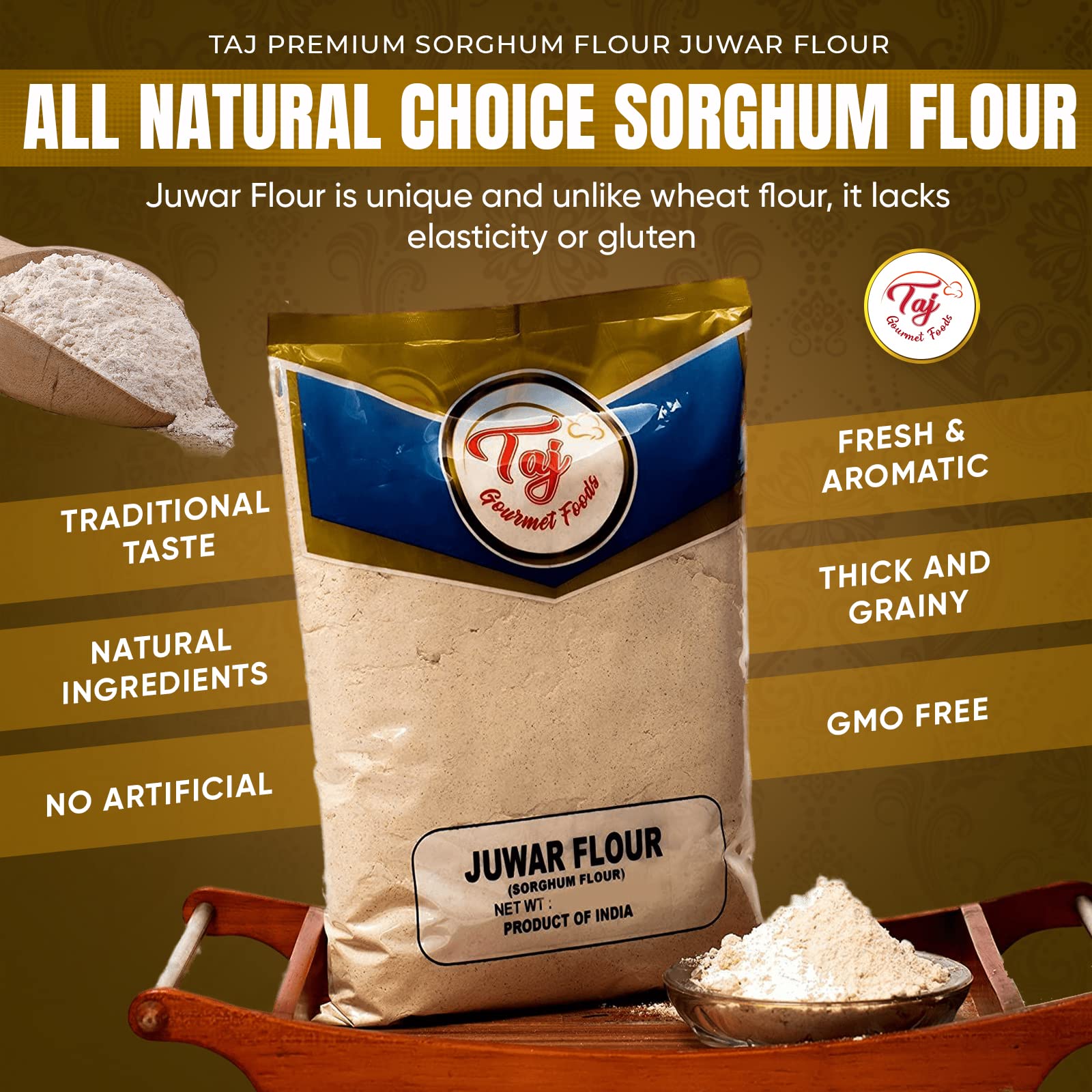 TAJ Gourmet Foods juwar flour in batter for baking