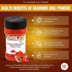 Kashmiri chilli powder jar on a kitchen counter ready to season
