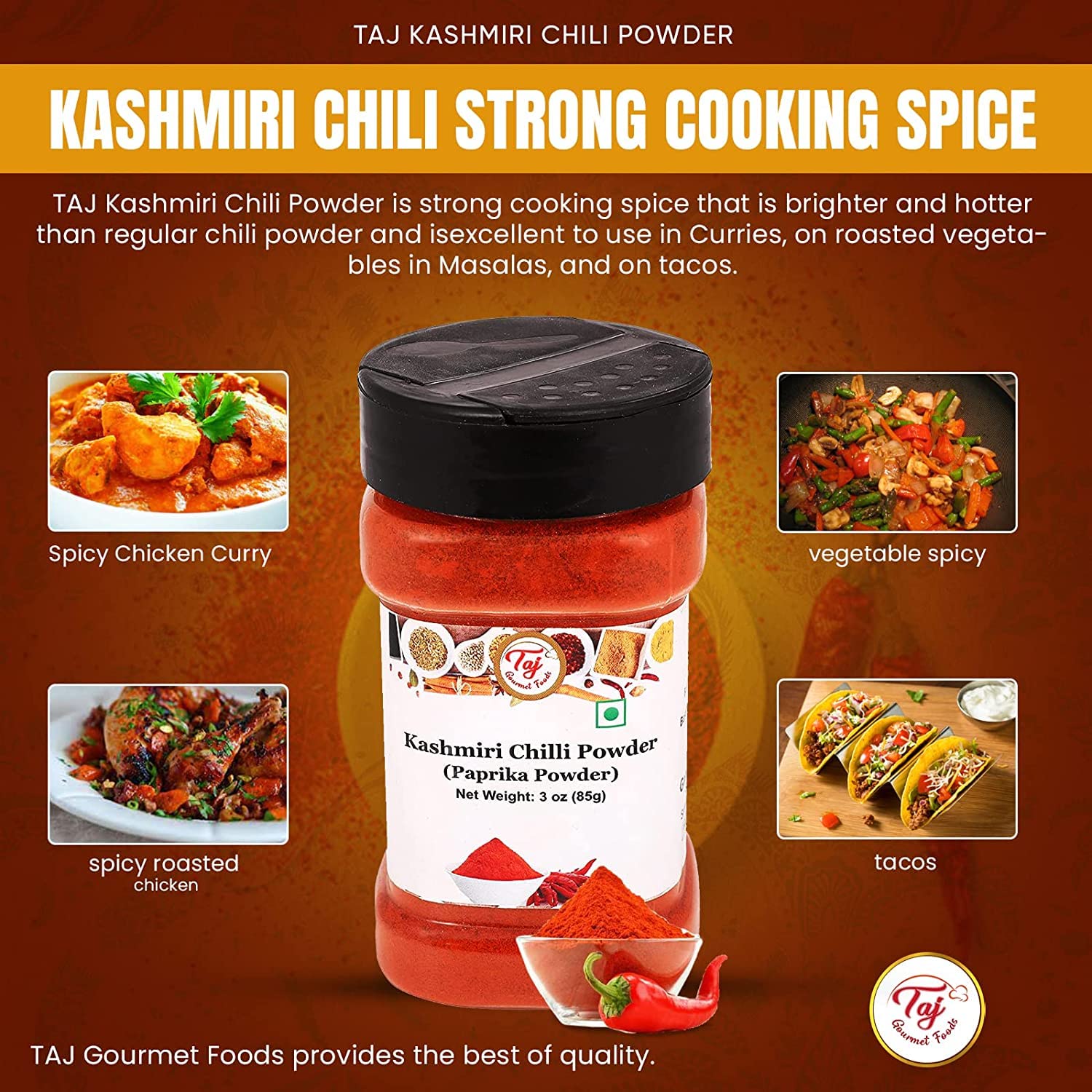 Stir-fry being finished with Kashmiri powder for color