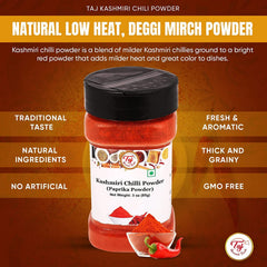 Spice shelf with TAJ Deggi Mirch powder adding color to dishes