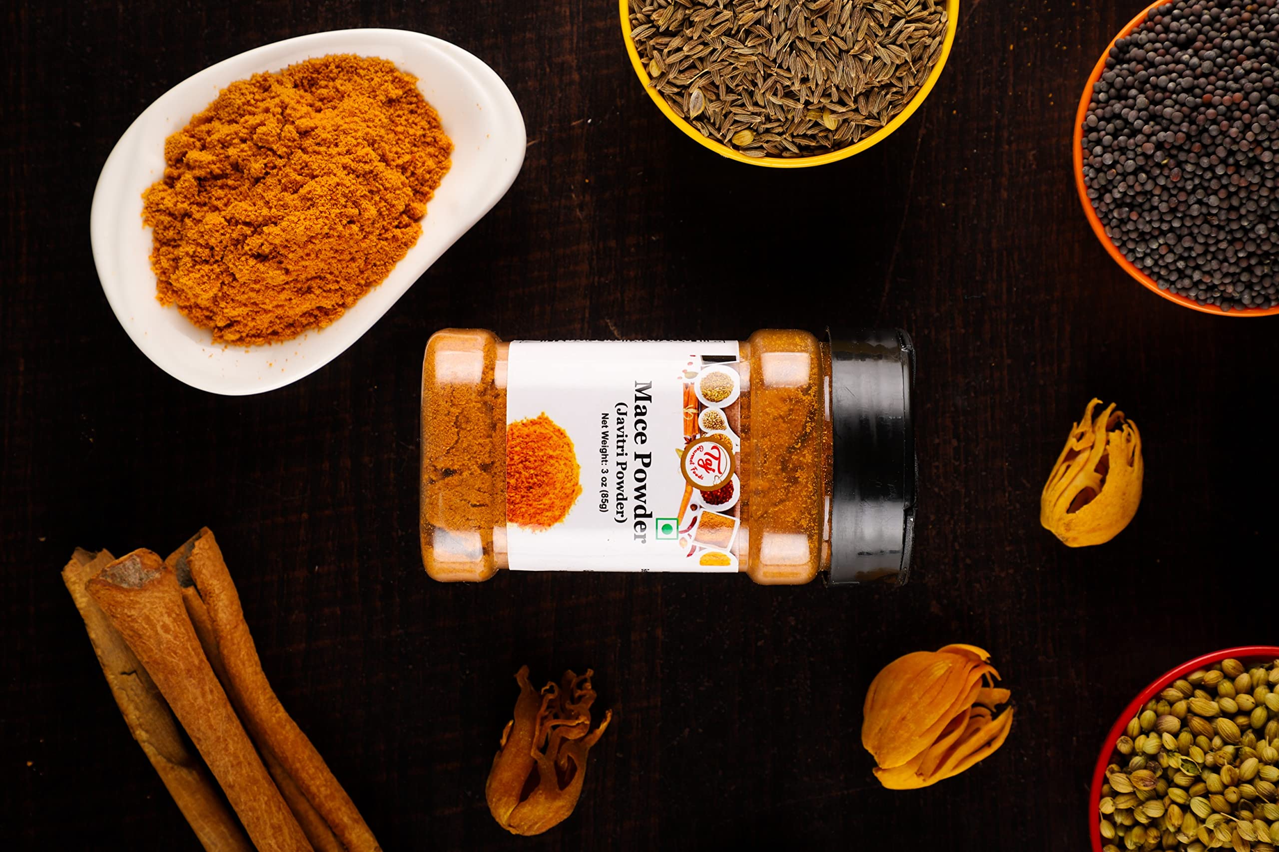 TAJ Mace Powder aroma steam suggests warm flavor lift in savory dishes