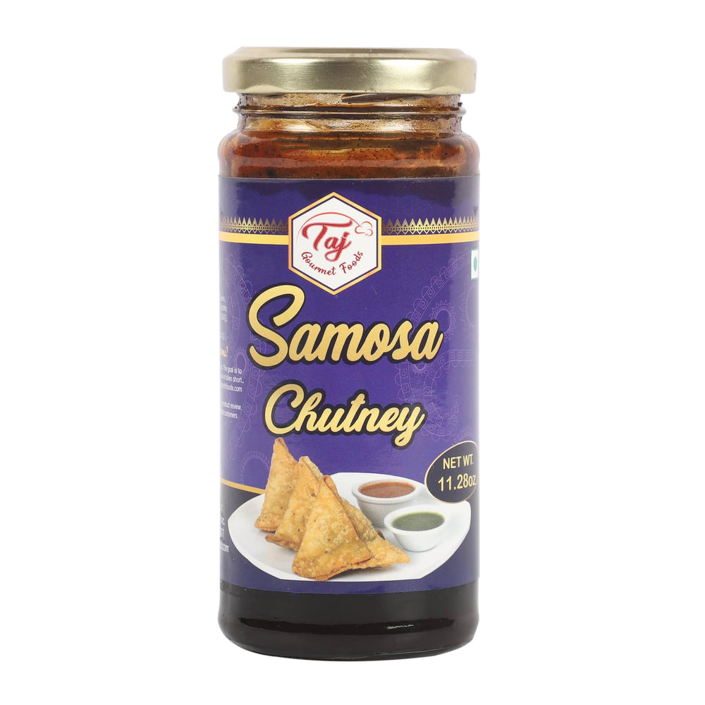 TAJ Gourmet Samosa Chutney bottle-front shows tamarind flavor ideal for dipping