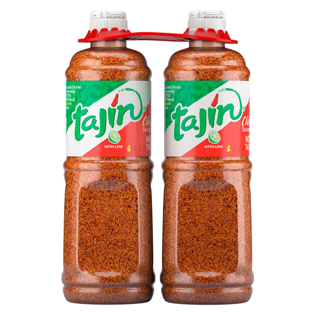 Tajín Clásico Chile Lime Seasoning pack of two bottles adds bold flavor to everyday meals.