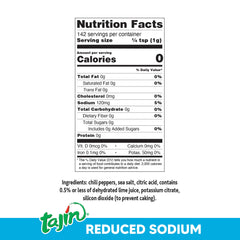 Tajin Clásico Reduced Sodium seasoned-fruits shows bright fruit enhancement with balanced zing.