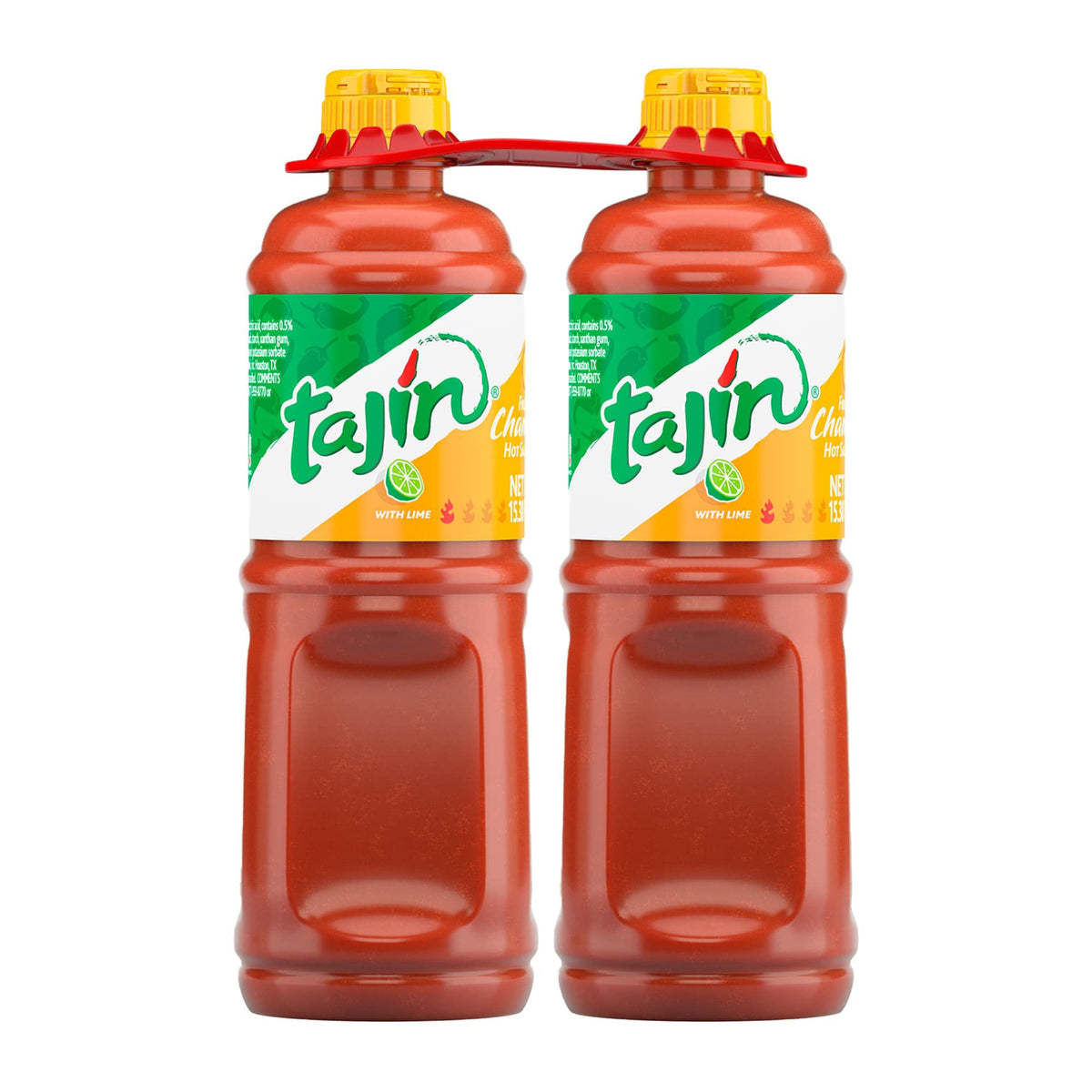 Tajin Fruity Chamoy Hot Sauce bottle displaying fruity, mildly spicy flavor for snacks