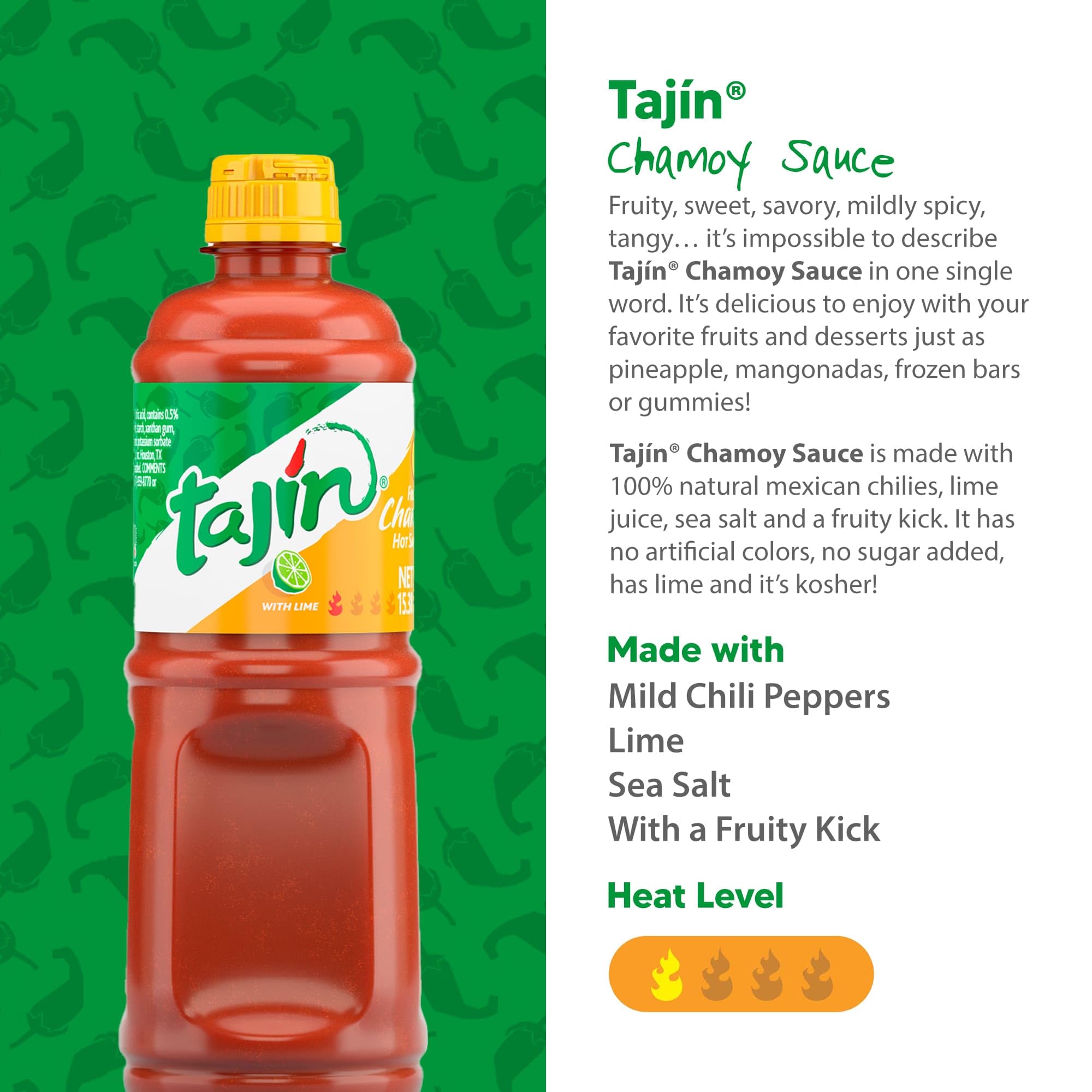 Tajin Fruity Chamoy Hot Sauce on fruits adds tangy sweetness