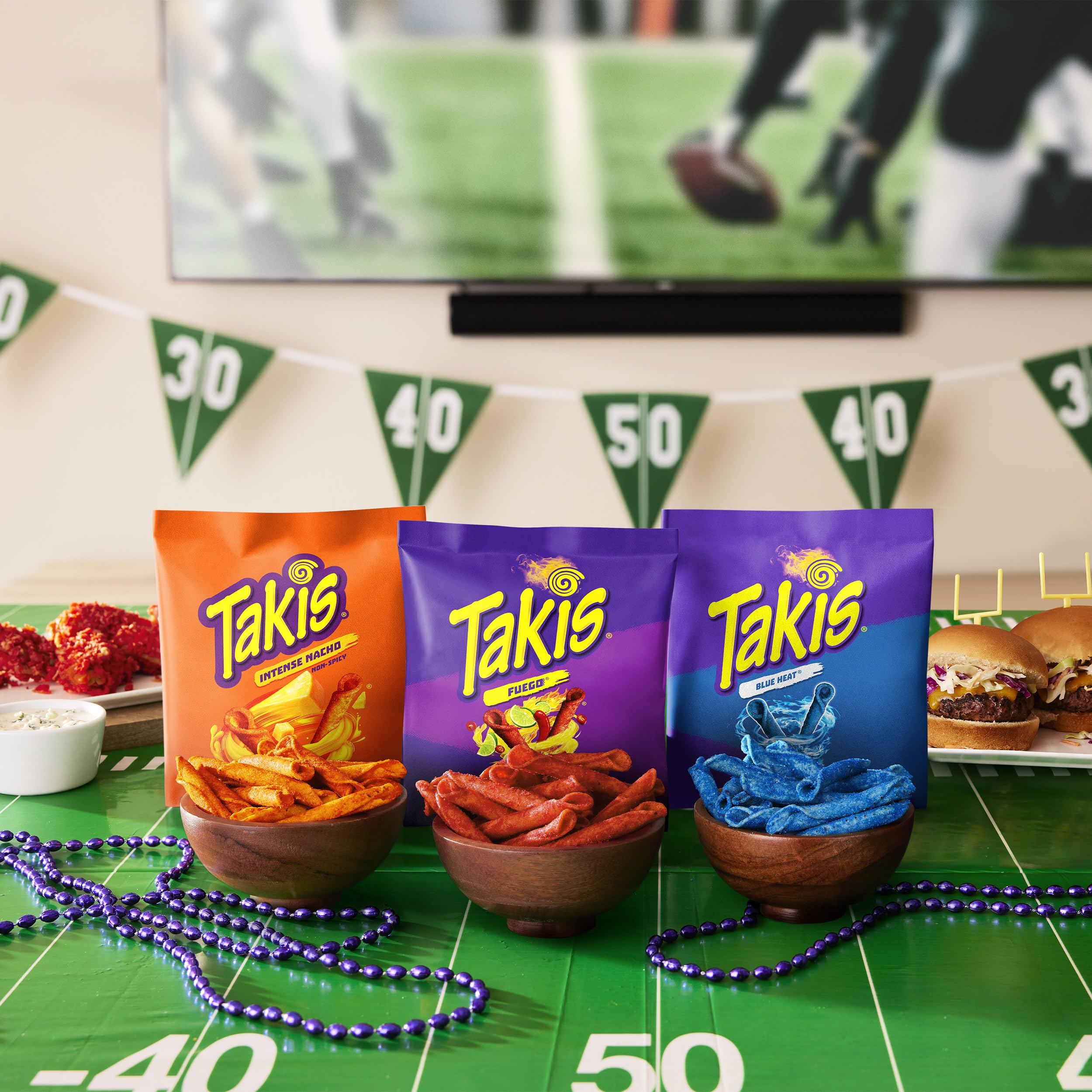 Tabletop display of Takis variety pack emphasizes quick grab-and-go snacking.