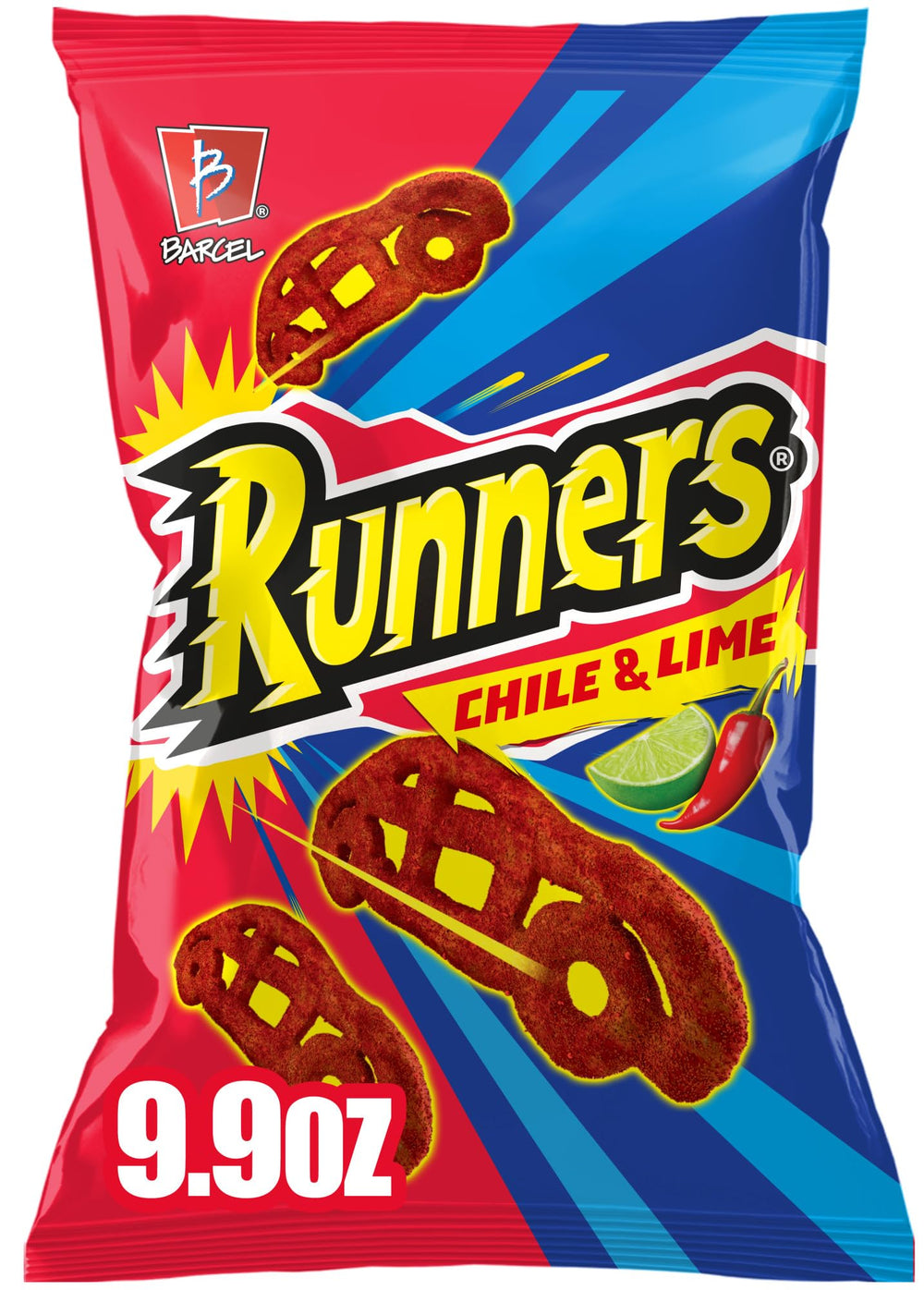 Takis Barcel Runners front of bag showing branding and chili lime flavor