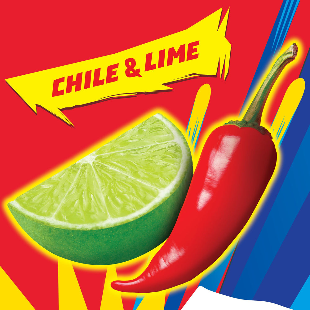 Takis detailed shot of chili and lime seasoning on Barcel Runners showing flavor intensity