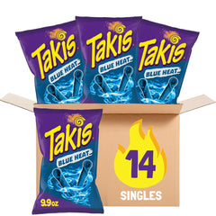 Takis Blue Heat front box display showing multipack convenience and excitement