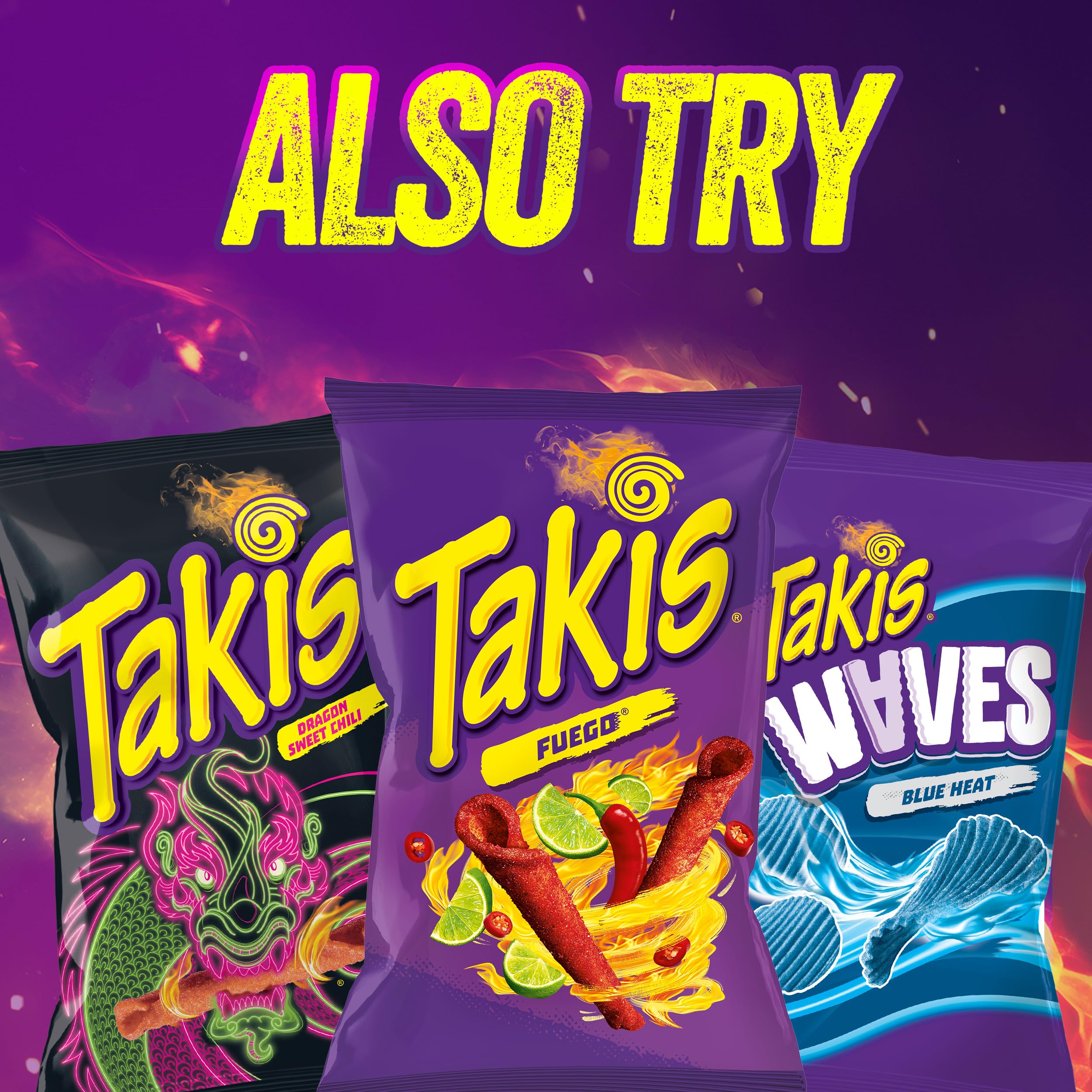 Takis Blue Heat on grocery shelf, eye-catching packaging