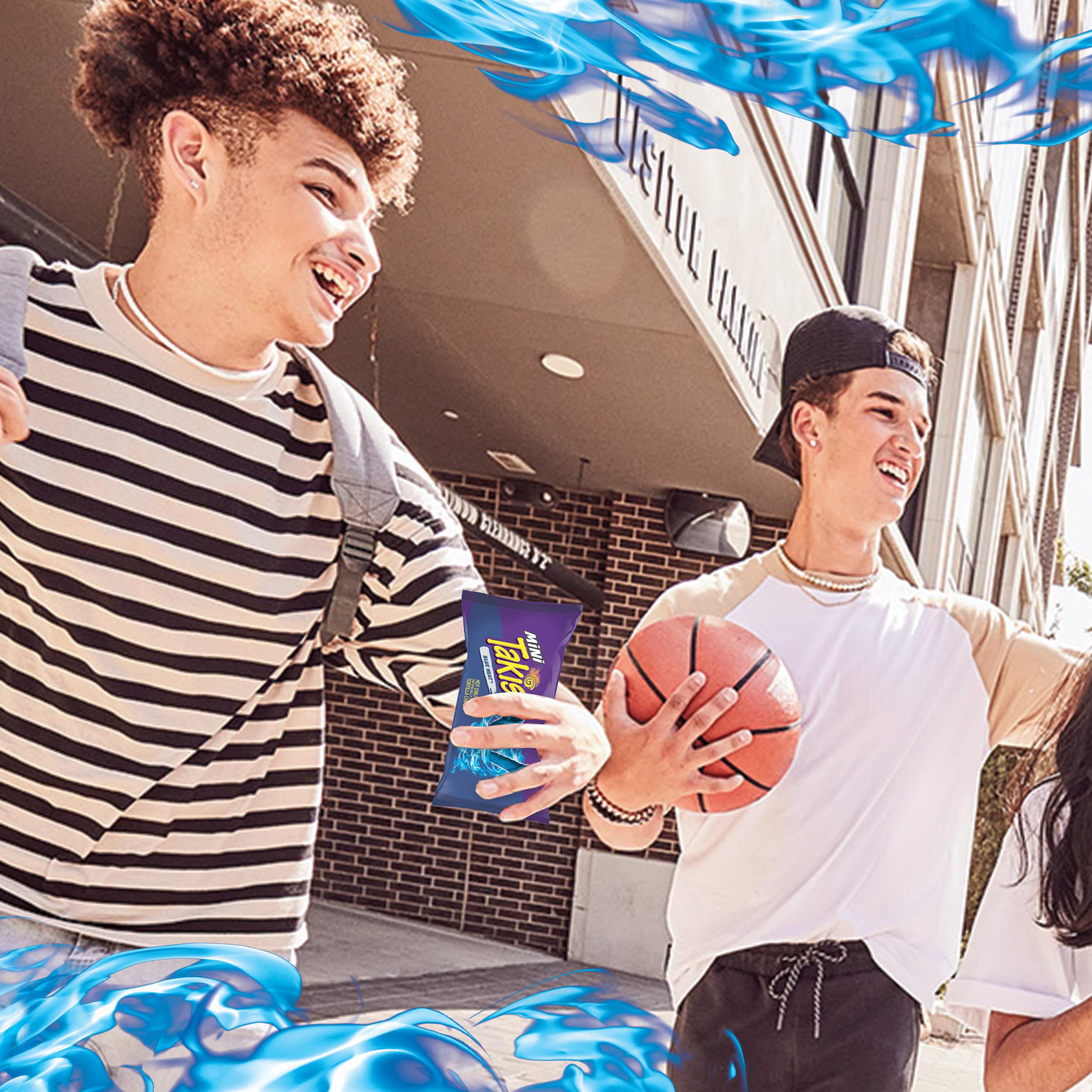 Takis Blue Heat Mini chips on plate convey bold flavor and crunch.