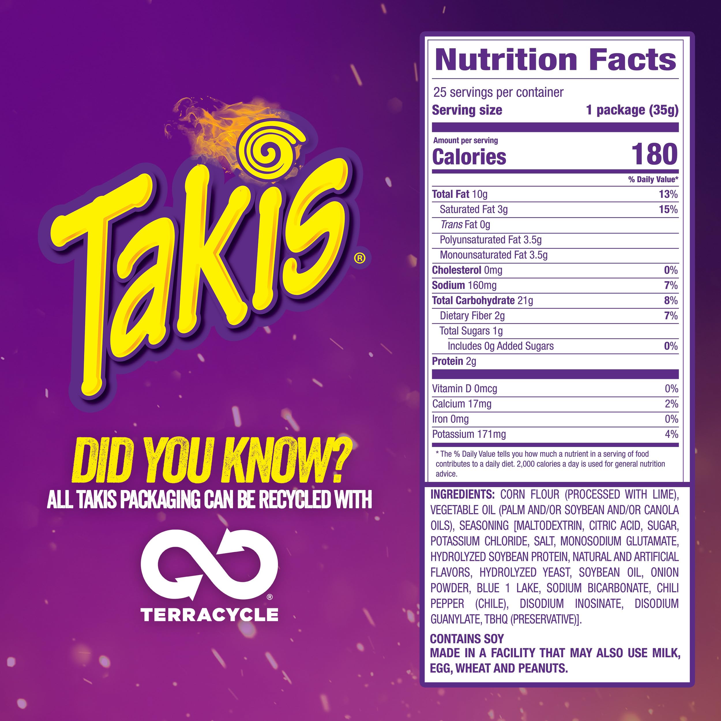 Takis Blue Heat Mini pack back, handy details for quick flavor selection.