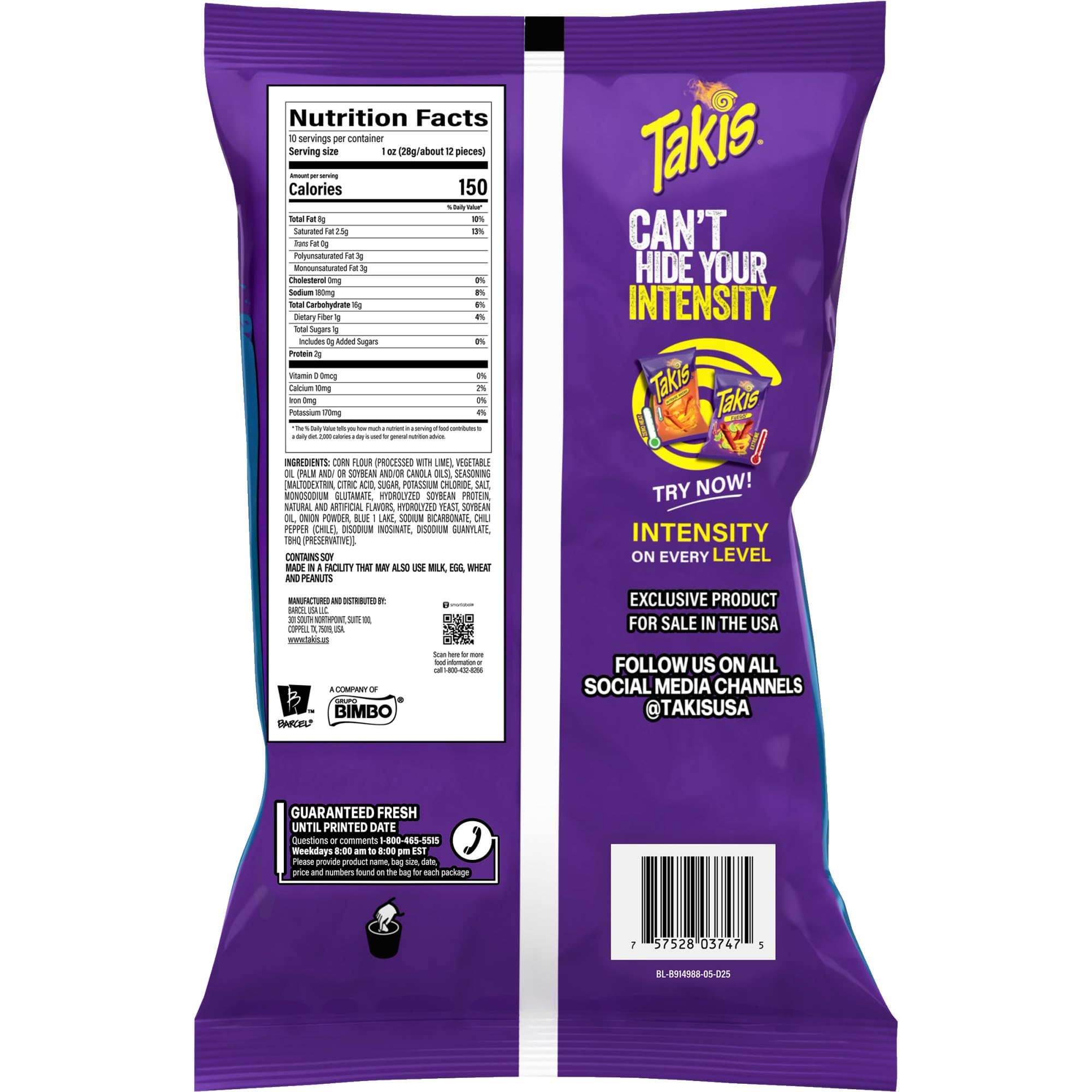 Takis Blue Heat bag beside everyday items showing 9.9 oz size convenience