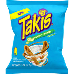 Takis front packaging showing Buckin' Ranch bold branding and appeal
