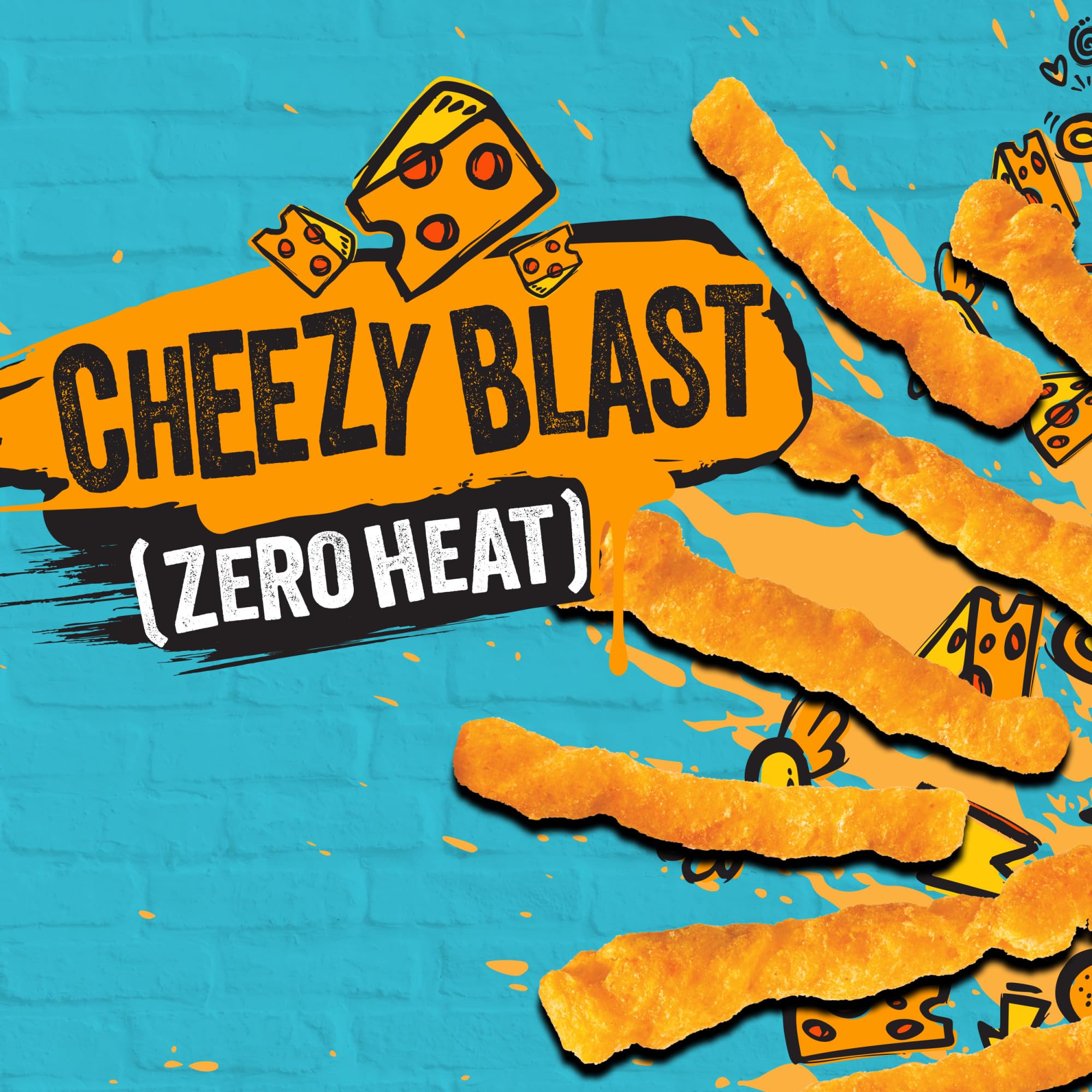 Takis Cheezy Blast close-up of crunchy cheese coating and texture