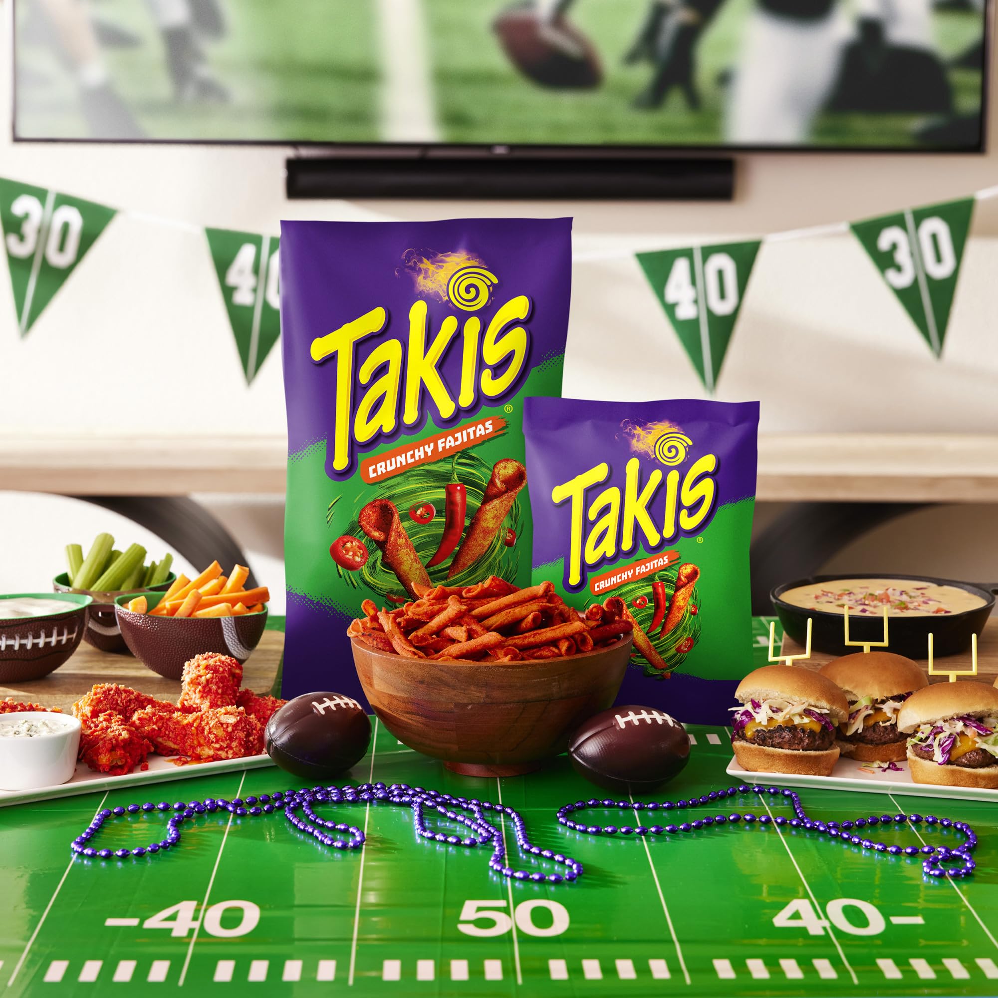 Bowl of Takis at a party showing Takis brand and celebratory sharing convenience