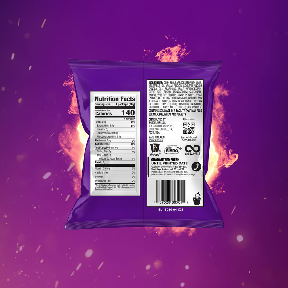 Takis Fuego multipack box open displaying 40 individually wrapped bags for convenience