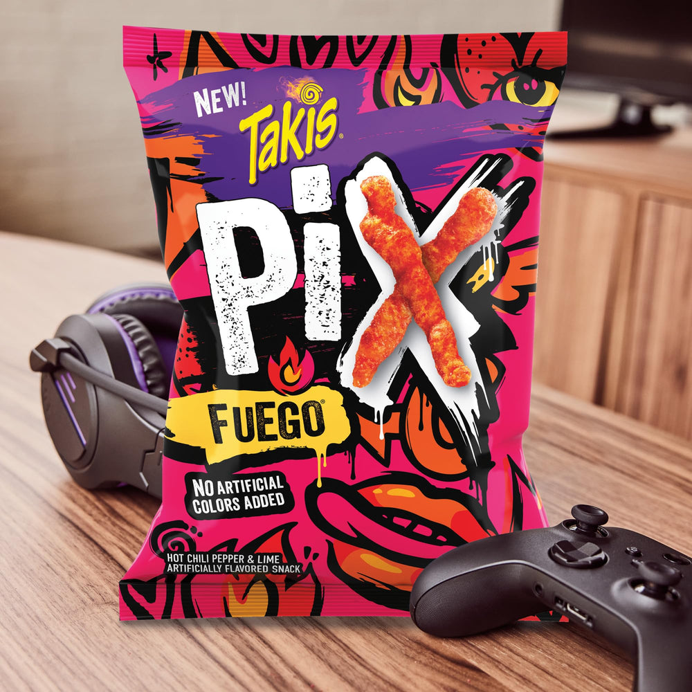 Takis Fuego Pix label and nutrition panel displaying product details and ingredients
