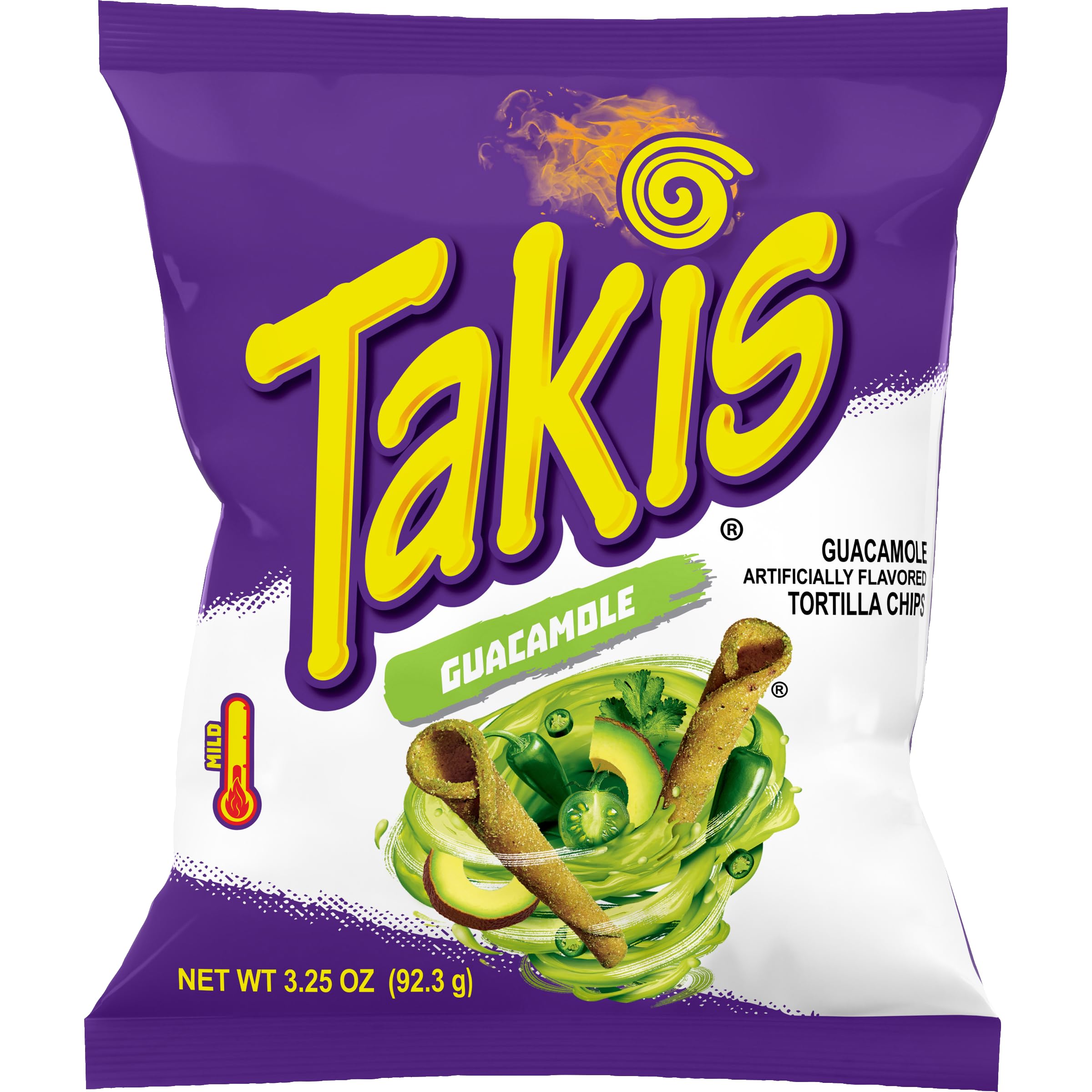 Takis front packaging showing guacamole flavor and compact snack bag benefit