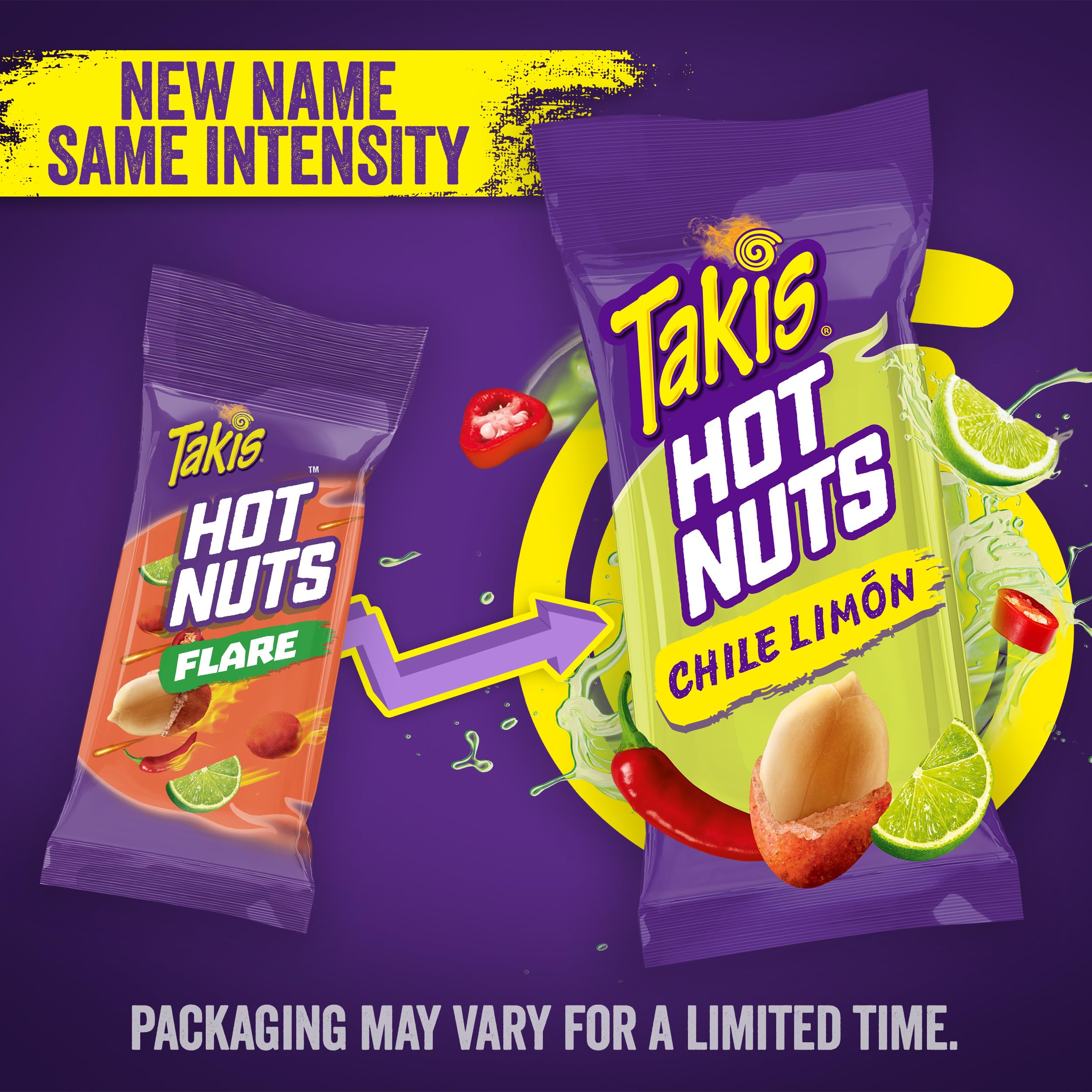 Takis Flare Hot Nuts on-the-go packaging for travel or work.