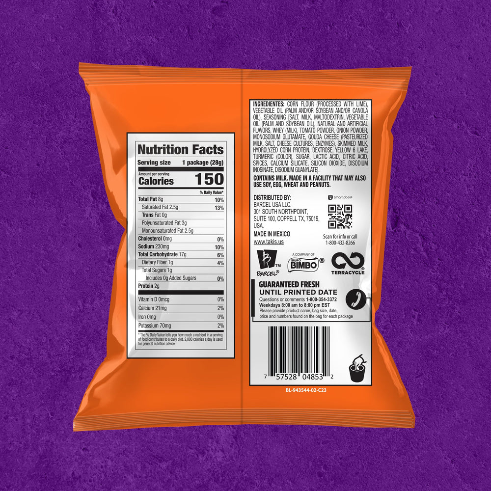 Close-up of Takis Intense Nacho chips with bold cheddar flavor.