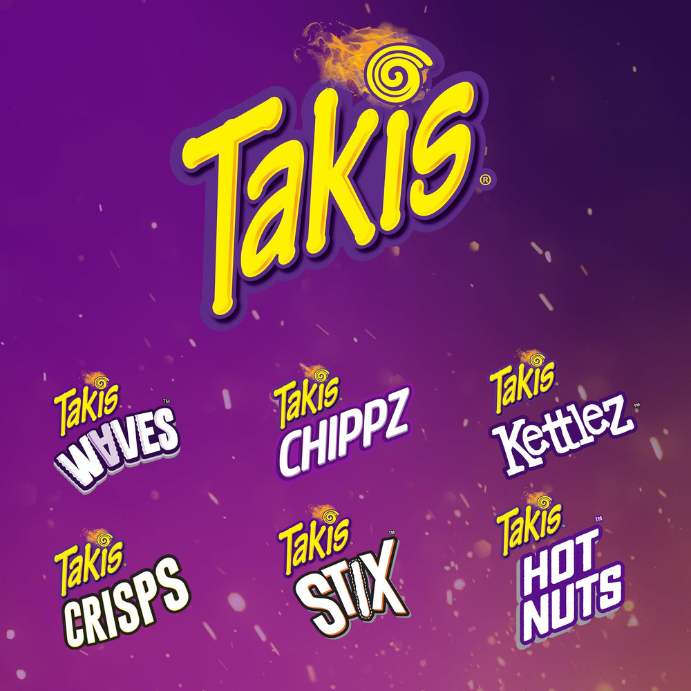 Takis Intense Nacho crunch close-up showcases rolled chips texture.