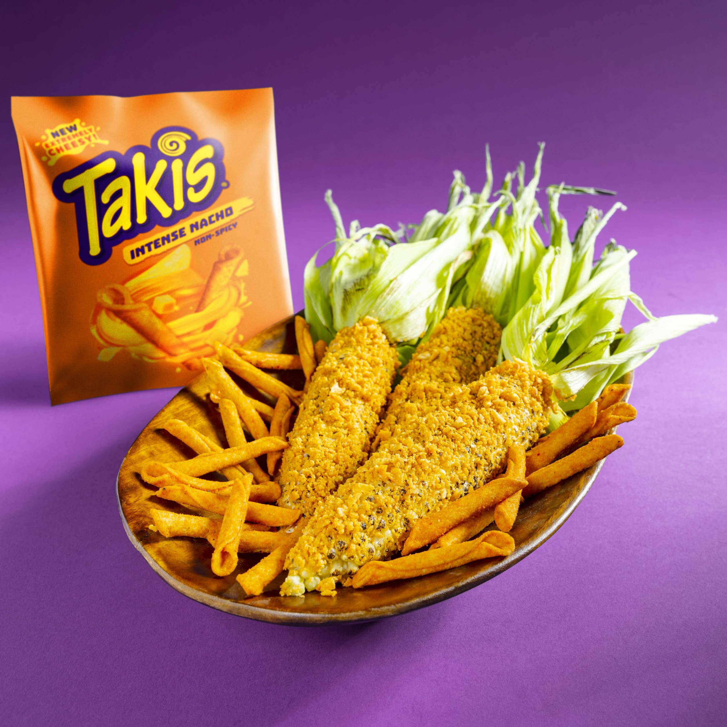 Takis Intense Nacho in a lunchbox for a cheesy, non-spicy bite.