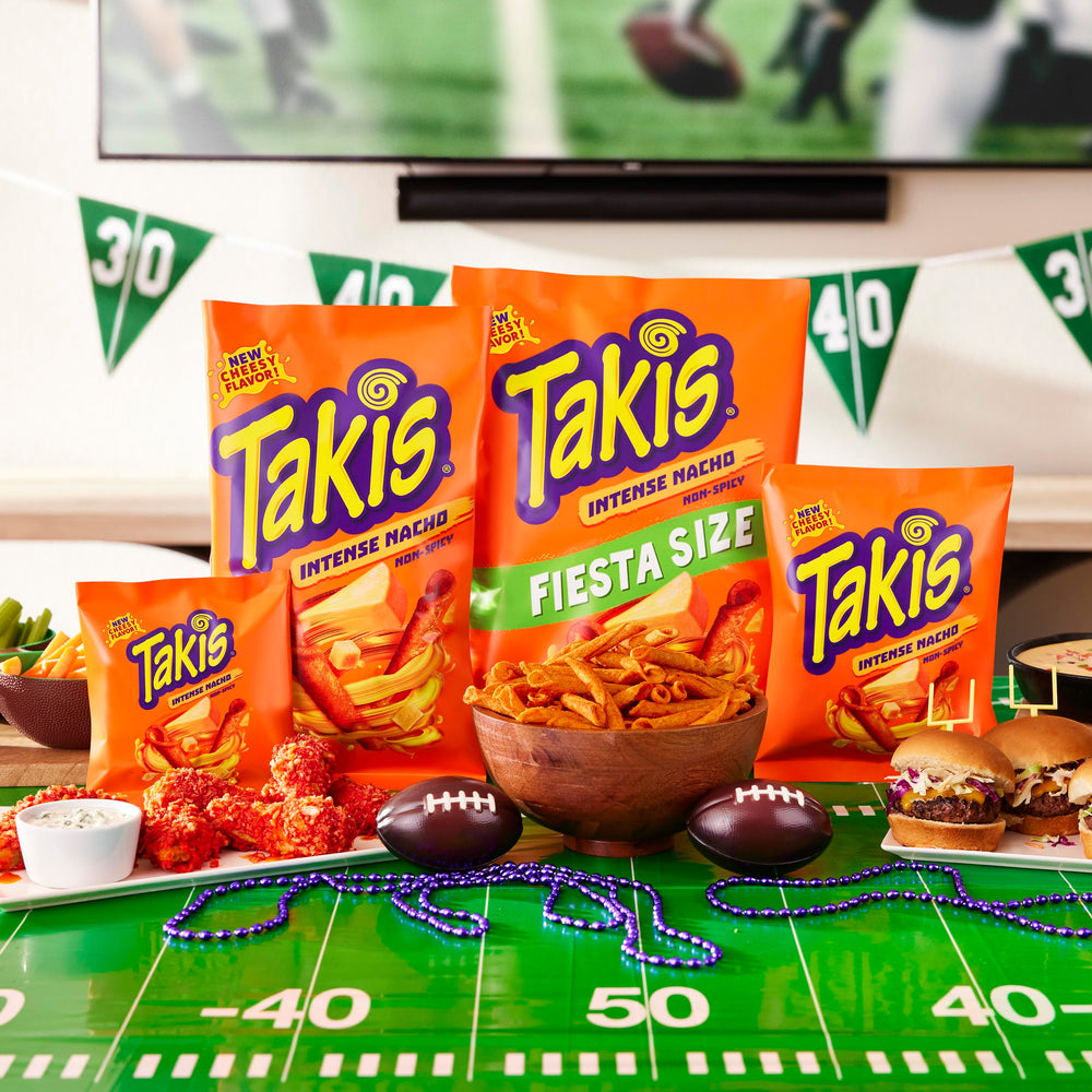 Takis Intense Nacho serving bowl image suggests easy sharing among friends.