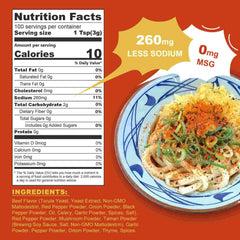 Talcufon Korean Spicy Beef Ramen Seasoning ingredients highlight non-GMO and clean label.