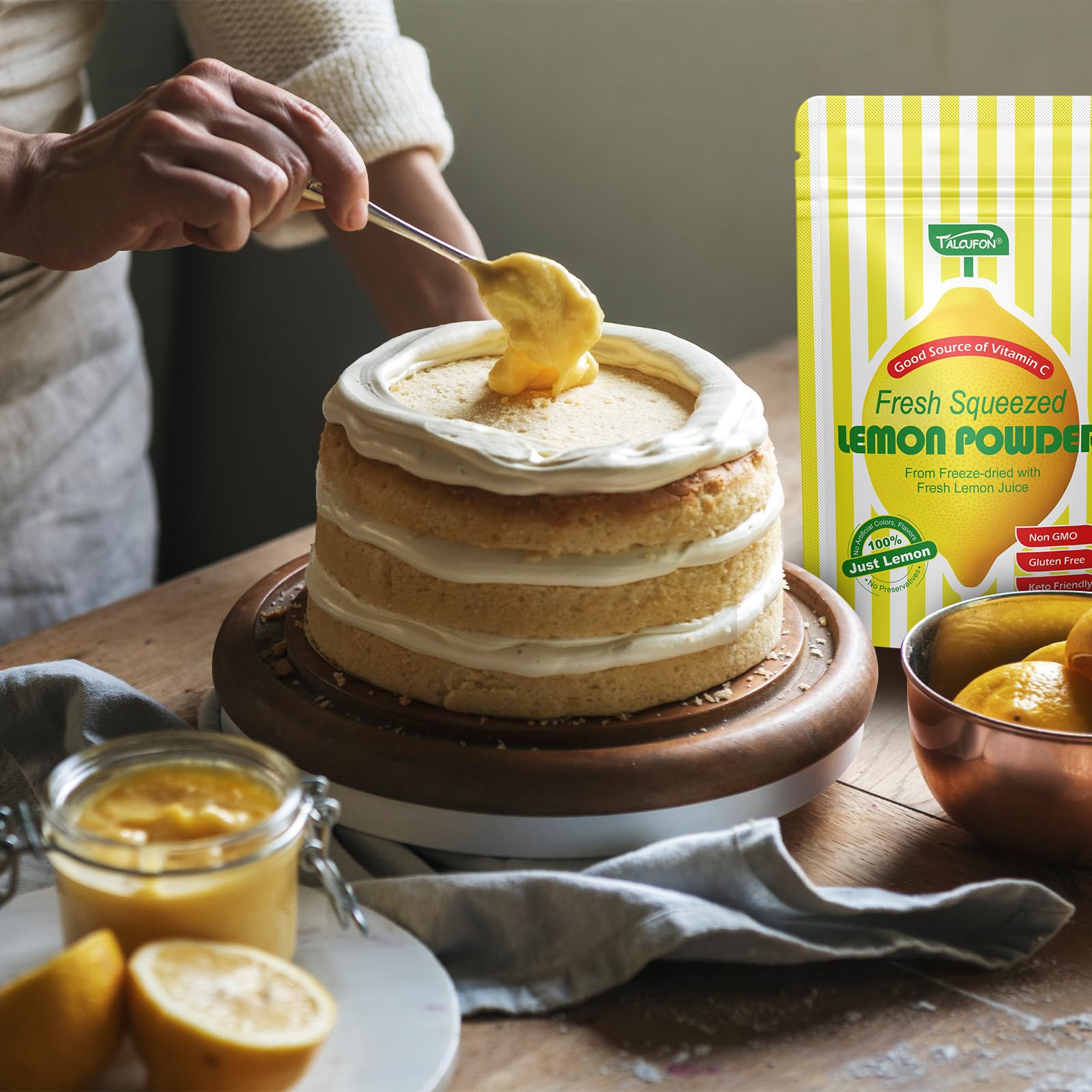 TALCUFON lemon powder for drinks enhances smoothies with citrus brightness.