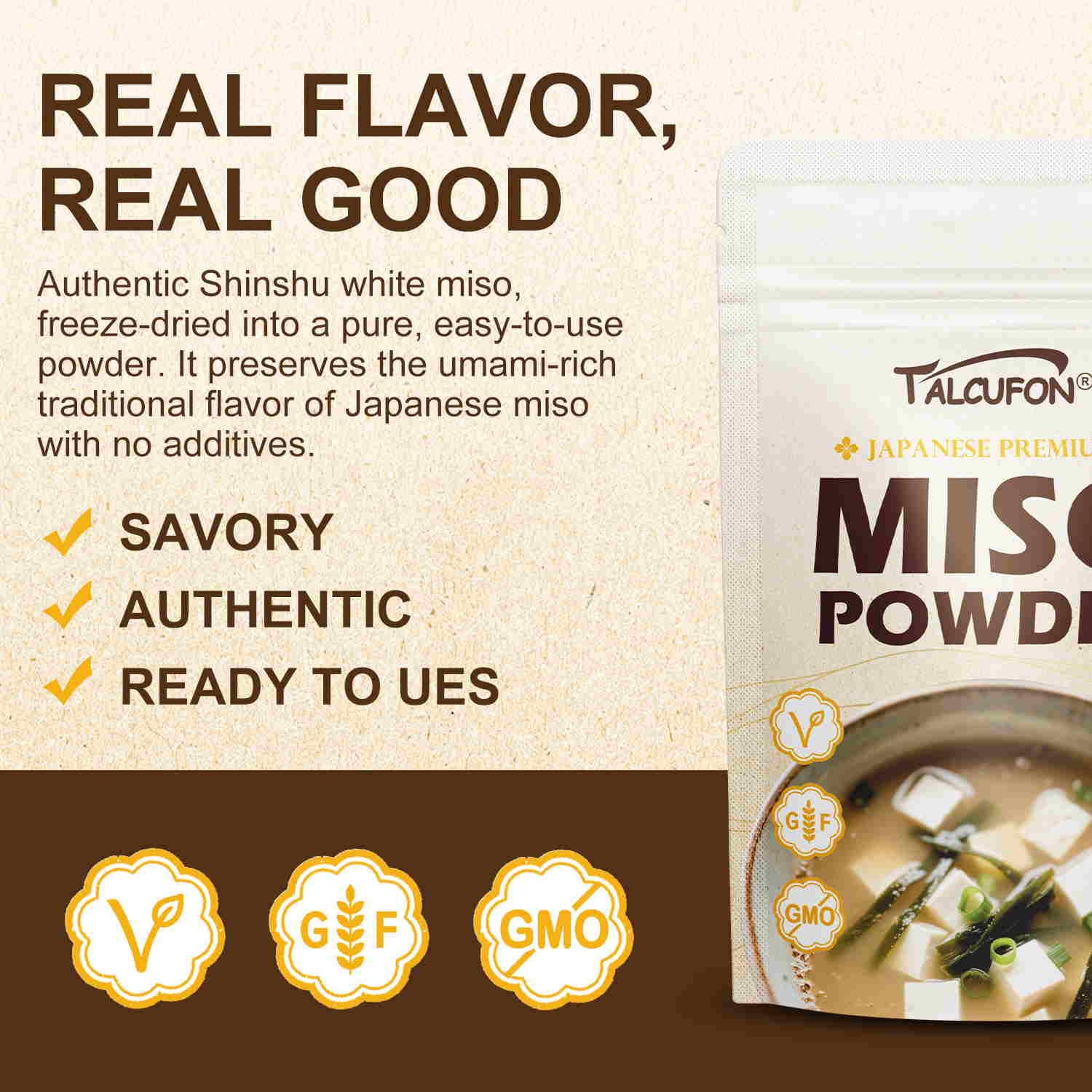 TALCUFON Miso Powder in ramen broth for depth and balance.