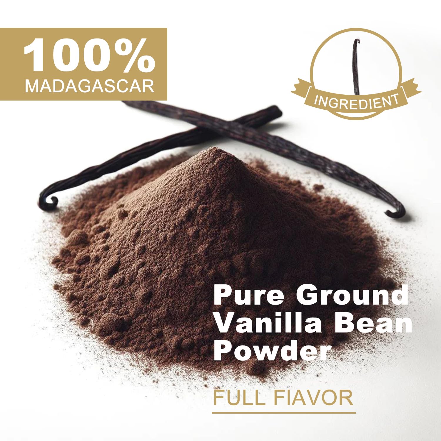 Talcufon vanilla powder scoop shows precise measurement for coffee and desserts