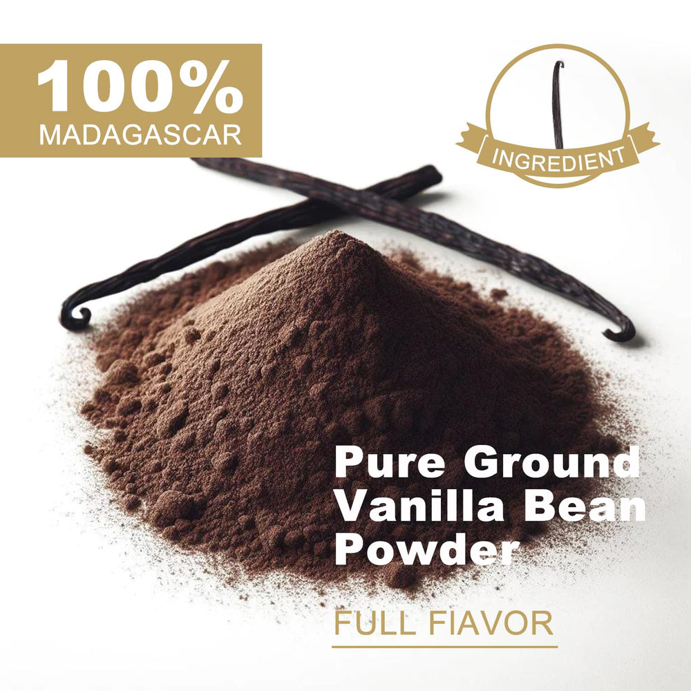 Talcufon vanilla powder scoop shows precise measurement for coffee and desserts