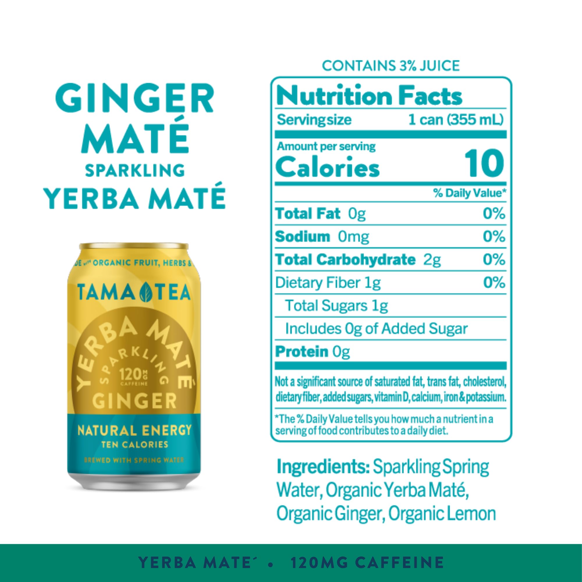 Tama Tea Organic Yerba Mate brew closeup highlights pure ingredients for clean energy.